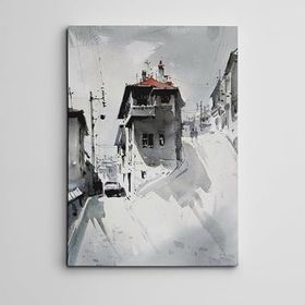 Dekolata Yokuş ve Ev Mini 85x120 cm Kanvas Tablo