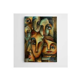 Dekolata Yüzler Modern Sanat 60x85 cm Kanvas Tablo