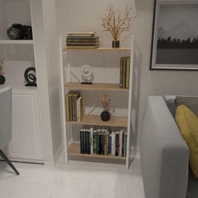 Dekoratif Beyaz Kitaplık Ahşap Çok Amaçlı Raf Mini Kİtaplık