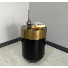Dekoratif Eskitme Darbuka 60 cm Parlak Siyah Sehpa