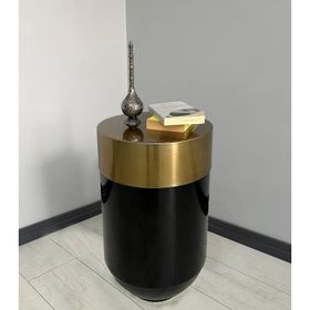 Dekoratif Eskitme Darbuka 70 cm Parlak Siyah Sehpa