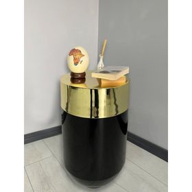 Dekoratif Gold Darbuka 70 cm Parlak Siyah Sehpa
