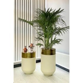 Dekoratif Krom Darbuka 60 cm Parlak Beyaz Sehpa