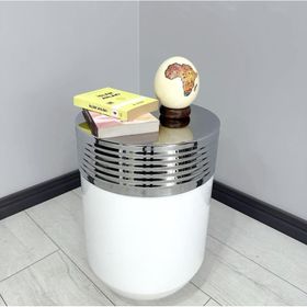 Dekoratif Krom Darbuka 60 cm Parlak Beyaz Sehpa