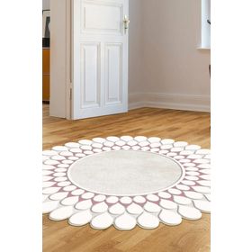 Dekoreko 111 Figürlü Yuvarlak Özel Kesim Bej 80x80 cm Halı