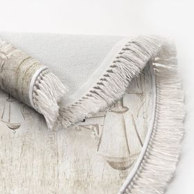 Dekoreko 1850 İnci Dijital Saçaklı Oval Desen 1 120x180 cm Salon Halısı