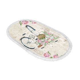 Dekoreko 1850 İnci Dijital Saçaklı Oval Desen 1 120x180 cm Salon Halısı