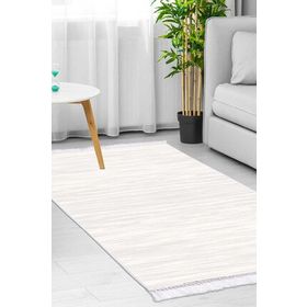 Dekoreko 1889 İnci Krem 80x120 cm Dijital Saçaklı Halı