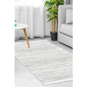 Dekoreko 1910 İnci Dijital Saçaklı Gri 160x230 cm Halı