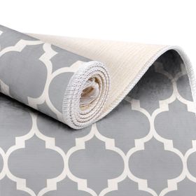 Dekoreko 2025 İpek Dijital Saçaklı Gri-Beyaz 80x120 cm Halı