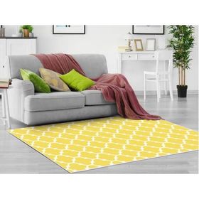 Dekoreko 2025 İpek Dijital Saçaksız Sarı-Beyaz 120x180 cm Halı