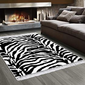 Dekoreko 2085 İnci Halı Dijital Saçaklı Desen 1 80x120 cm Salon Halısı