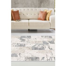 Dekoreko 2087 İnci Dijital Saçaklı Gri 120x180 cm Halı