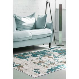 Dekoreko 7003 İpek Halı Saçaksız Mavi 80x120 cm Salon Halı