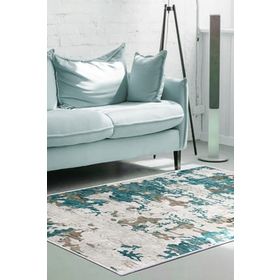 Dekoreko 7003 İpek Halı Saçaksız Mavi 80x120 cm Salon Halı