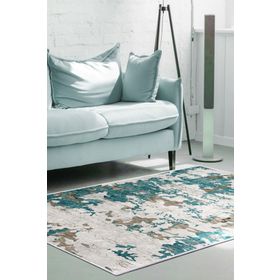 Dekoreko 7003 İpek Halı Saçaksız Mavi 80x120 cm Salon Halı