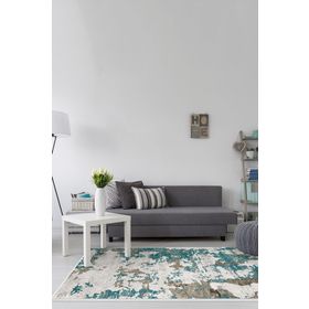 Dekoreko 7003 İpek Halı Saçaksız Mavi 80x120 cm Salon Halı