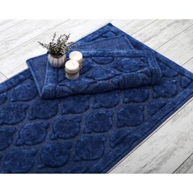 Dekoreko Alanur Rüya Eskitme Cotton 2'li Mavi Banyo Paspası