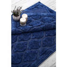 Dekoreko Alanur Rüya Eskitme Cotton 2'li Mavi Banyo Paspası