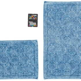 Dekoreko Alanur Rüya Eskitme Cotton 2'li Mavi Banyo Paspası