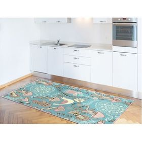 Dekoreko İnci 2125 Mavi 80x150 cm Saçaksız Mutfak Halısı
