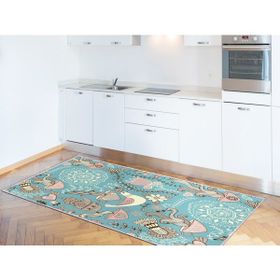 Dekoreko İnci 2125 Mavi 80x150 cm Saçaksız Mutfak Halısı