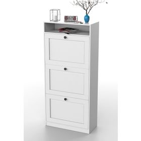 Dekorex AYK-103R 3 Kapaklı Beyaz Ayakkabılık