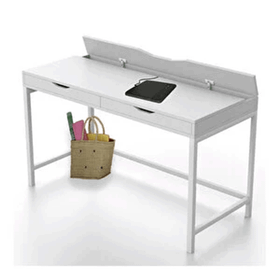 Dekorex Clm-106 Beyaz Metal Ayaklı 2 Çekmeceli Çalışma Masası