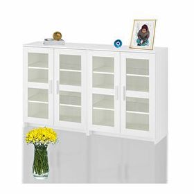 Dekorex KNS-204-C Beyaz 4 Camlı Kapaklı Konsol