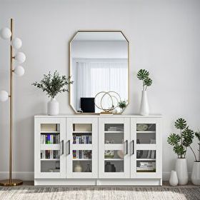 Dekorex KNS-204-C Beyaz 4 Camlı Kapaklı Konsol