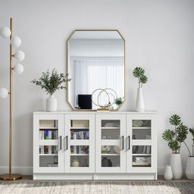 Dekorex Kns204C Beyaz Dört Cam Kapaklı Konsol