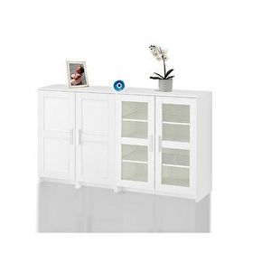Dekorex KNS204K Beyaz 4 Kapaklı 4 Raflı Konsol