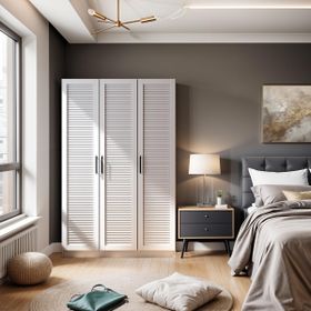 Dekorex MNT320 Panjur Beyaz 3 Kapaklı Panjur Gardırop