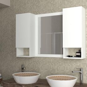 Dekorister Antuan Beyaz Aynalı Banyo Üst Dolabı