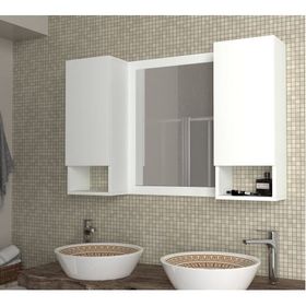Dekorister Antuan Beyaz Aynalı Banyo Üst Dolabı