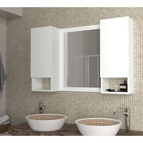 Dekorister Antuan Beyaz Aynalı Banyo Üst Dolabı