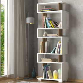 Dekorister Blok Beyaz Ceviz Kitaplık