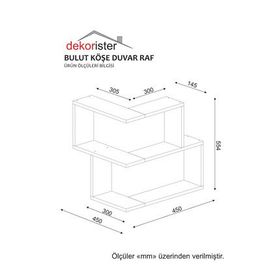 Dekorister Bulut Beyaz Köşe Duvar Rafı