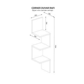 Dekorister Corner Beyaz Duvar Rafı
