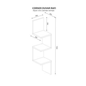 Dekorister Corner Beyaz Duvar Rafı