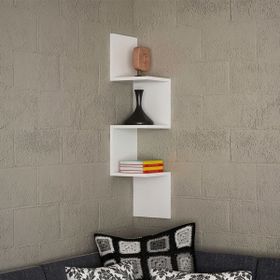 Dekorister Corner Beyaz Duvar Rafı