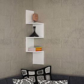 Dekorister Corner Beyaz Duvar Rafı
