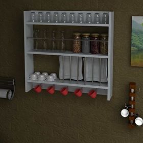 Dekorister Dellana Beyaz Mutfak Duvar Rafı Dolabı