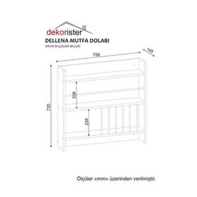 Dekorister Dellana Beyaz Mutfak Duvar Rafı Dolabı
