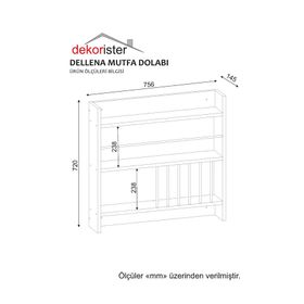 Dekorister Dellana Beyaz Mutfak Duvar Rafı Dolabı