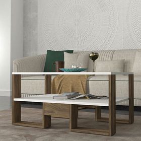 Dekorister Golden Beyaz/Ceviz Orta Sehpa