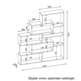 Dekorister Marla Beyaz-Ceviz Kitaplık