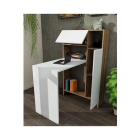 Dekorister Mia Beyaz-Ceviz Çalışma Masası