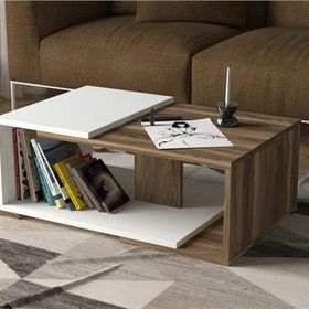 Dekorister Modern Beyaz Ceviz Orta Sehpa