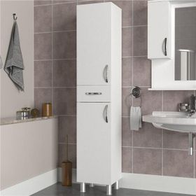 Dekorister Selin Beyaz 2 Kapak 1 Çekmeceli Banyo Boy Dolabı